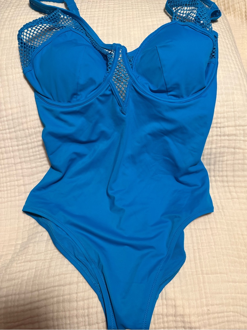 Bare Necessities Bright Blue One-Piece Swimsuit with Mesh Accents
